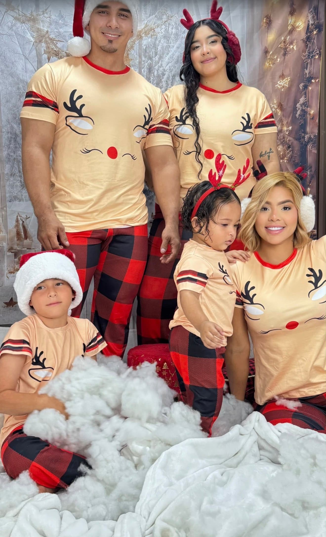 Family matching reindeer Christmas pajama set